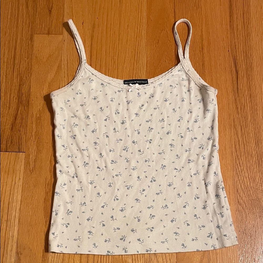 Brandy Melville White with Blue Floral Camisole